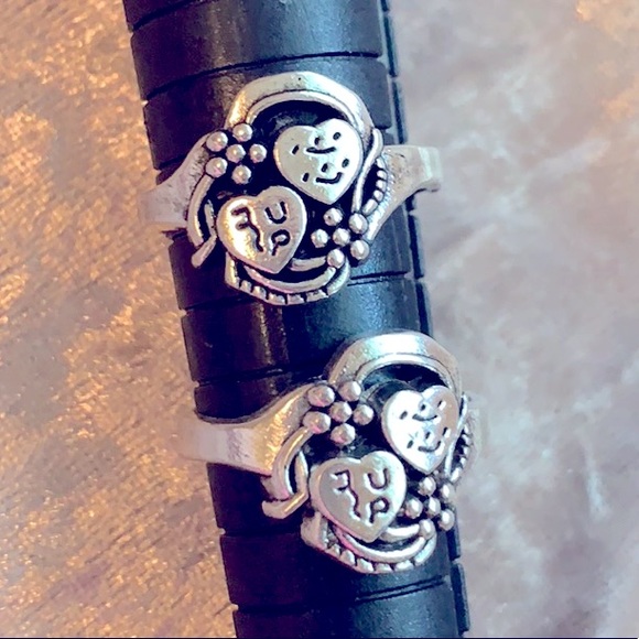 Vintage Matching Rings couples BFFs silver plated - Picture 11 of 14